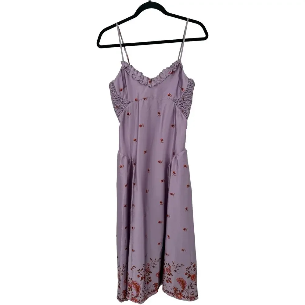 Free People On My Own Floral Satin nightgown purple size Small S